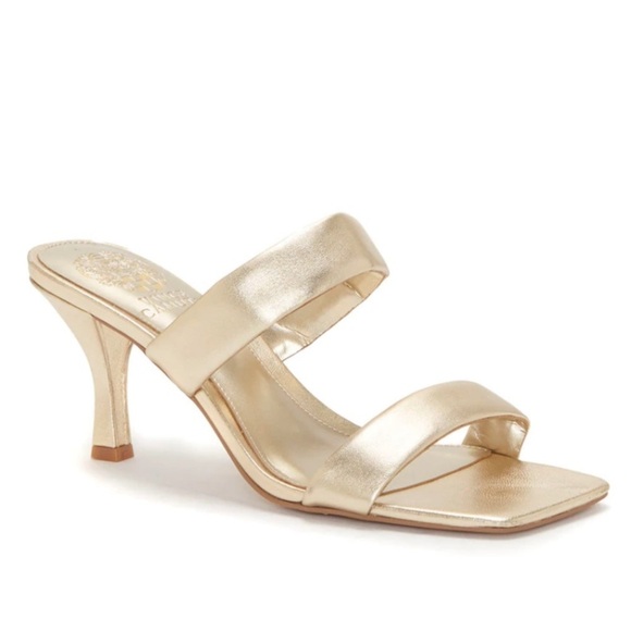 NEW! Vince Camuto Aslee Mule Gold Slip On Heels- Size 5.5 - Picture 1 of 7